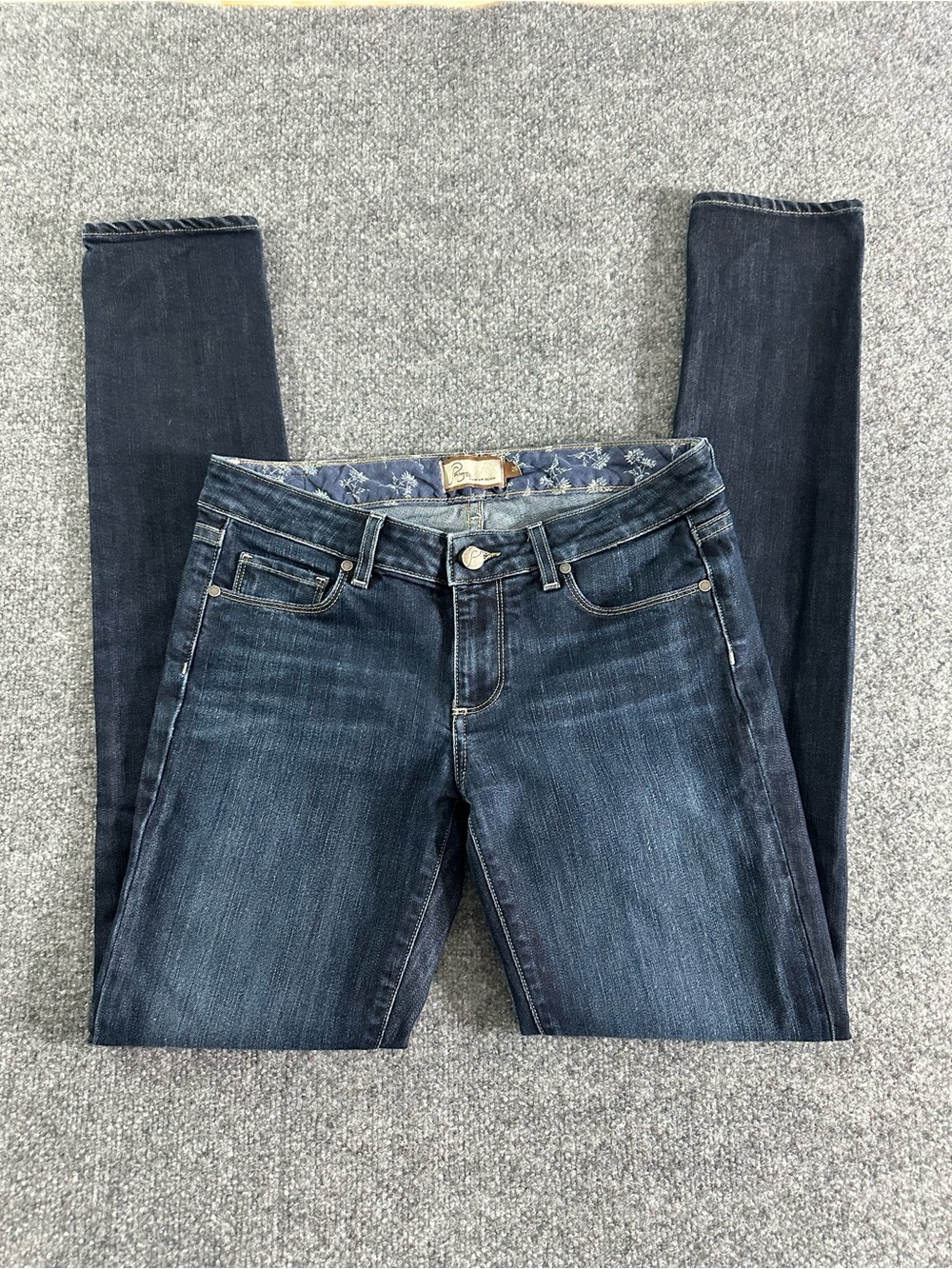 Vintage Paige Skyline Drive Classic Rise 12” Peg Indigo Skinny Jeans